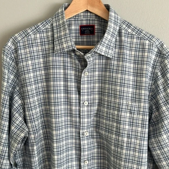 UNUTCKIT Men’s Cotton Flannel Long Sleeve Shirt Size Large In Blue - Picture 3 of 9